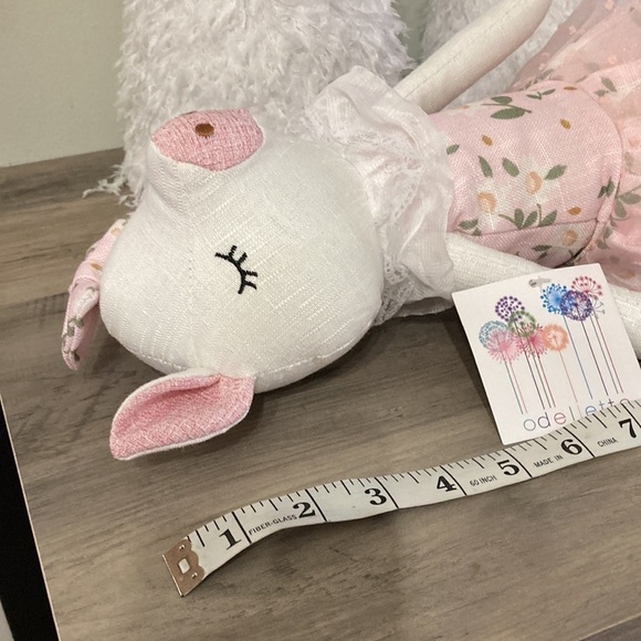 NEW! FARMHOUSE SPRING STUFFED PIG IN PINK FLORAL GOWN & BALLERINA SLIPPERS - Picture 9 of 12